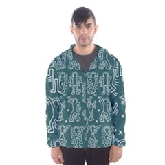 Doodle Pattern Men s Hooded Windbreaker