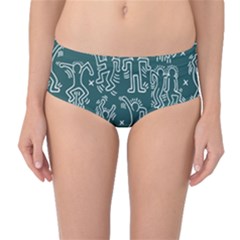 Doodle Pattern Mid-waist Bikini Bottoms