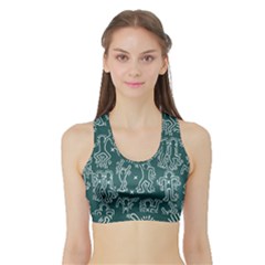 Doodle Pattern Sports Bra With Border