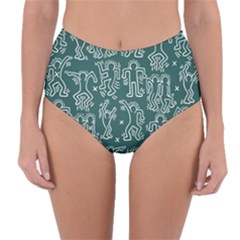 Doodle Pattern Reversible High-waist Bikini Bottoms