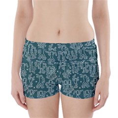 Doodle Pattern Boyleg Bikini Wrap Bottoms