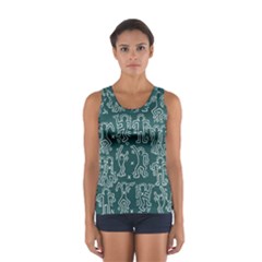 Doodle Pattern Sport Tank Top 