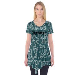 Doodle Pattern Short Sleeve Tunic 