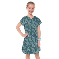 Doodle Pattern Kids  Drop Waist Dress