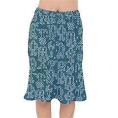 Doodle Pattern Short Mermaid Skirt