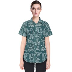 Doodle Pattern Women s Short Sleeve Shirt