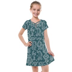 Doodle Pattern Kids  Cross Web Dress