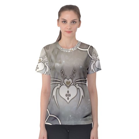 Wonderful Decorative Spider With Hearts Women s Sport Mesh Tee by FantasyWorld7