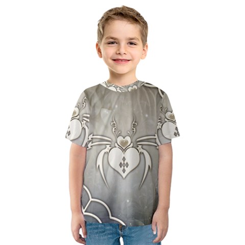 Wonderful Decorative Spider With Hearts Kids  Sport Mesh Tee by FantasyWorld7