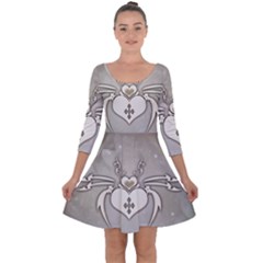 Wonderful Decorative Spider With Hearts Quarter Sleeve Skater Dress by FantasyWorld7