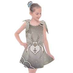 Wonderful Decorative Spider With Hearts Kids  Tie Up Tunic Dress by FantasyWorld7