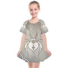 Wonderful Decorative Spider With Hearts Kids  Smock Dress by FantasyWorld7