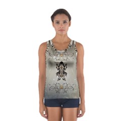 Wonderful Elegant Frog With Flowers Sport Tank Top  by FantasyWorld7