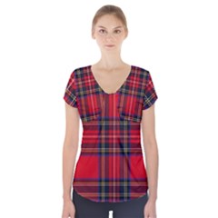 Royal Stewart Tartan Short Sleeve Front Detail Top by impacteesstreetwearfour