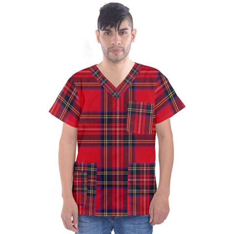 Royal Stewart Tartan Men s V-neck Scrub Top by impacteesstreetwearfour