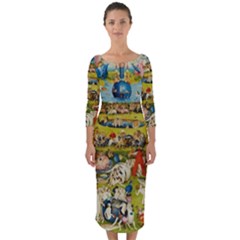 Hieronymus Bosch The Garden Of Earthly Delights Quarter Sleeve Midi Bodycon Dress by impacteesstreetwearthree