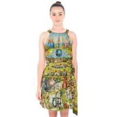 Hieronymus Bosch The Garden Of Earthly Delights Halter Collar Waist Tie Chiffon Dress by impacteesstreetwearthree