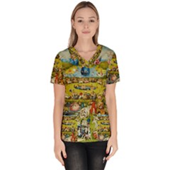 Hieronymus Bosch The Garden Of Earthly Delights Women s V-neck Scrub Top by impacteesstreetwearthree