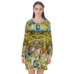 Hieronymus Bosch The Garden Of Earthly Delights Long Sleeve Chiffon Shift Dress  by impacteesstreetwearthree