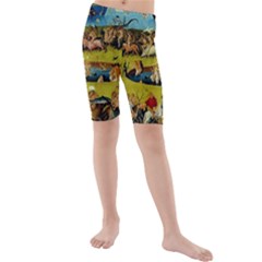 Hieronymus Bosch The Garden Of Earthly Delights (closeup) Kids  Mid Length Swim Shorts by impacteesstreetwearthree