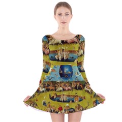 Hieronymus Bosch The Garden Of Earthly Delights (closeup) Long Sleeve Velvet Skater Dress