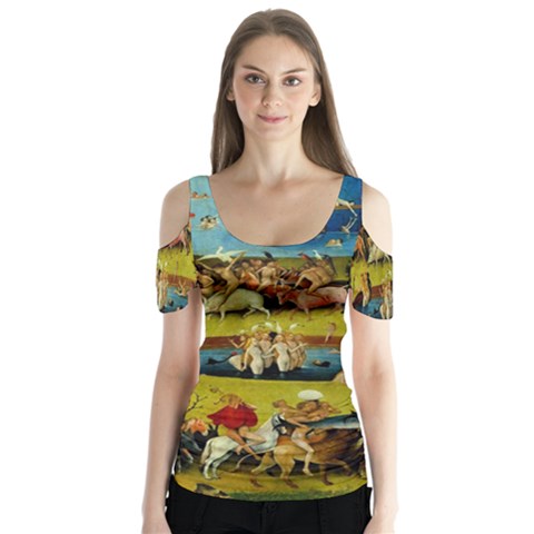 Hieronymus Bosch The Garden Of Earthly Delights (closeup) Butterfly Sleeve Cutout Tee  by impacteesstreetwearthree