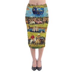 Hieronymus Bosch The Garden Of Earthly Delights (closeup) Velvet Midi Pencil Skirt by impacteesstreetwearthree