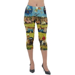 Hieronymus Bosch The Garden Of Earthly Delights (closeup) Lightweight Velour Capri Leggings  by impacteesstreetwearthree