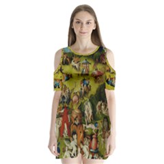 Hieronymus Bosch The Garden Of Earthly Delights (closeup) Hieronymus Bosch The Garden Of Earthly Delights (closeup) 3 Shoulder Cutout Velvet One Piece