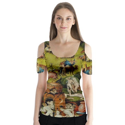 Hieronymus Bosch The Garden Of Earthly Delights (closeup) Hieronymus Bosch The Garden Of Earthly Delights (closeup) 3 Butterfly Sleeve Cutout Tee  by impacteesstreetwearthree