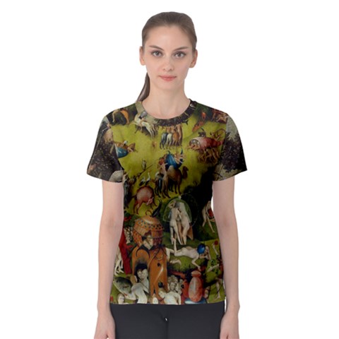 Heronimus Bosch Ship Of Fools Hieronymus Bosch The Garden Of Earthly Delights (closeup) 3 Women s Sport Mesh Tee by impacteesstreetwearthree