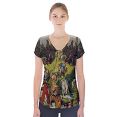 Heronimus Bosch Ship Of Fools Hieronymus Bosch The Garden Of Earthly Delights (closeup) 3 Short Sleeve Front Detail Top by impacteesstreetwearthree