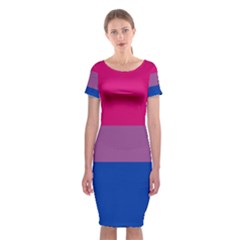 Bisexual Pride Flag Bi Lgbtq Flag Classic Short Sleeve Midi Dress