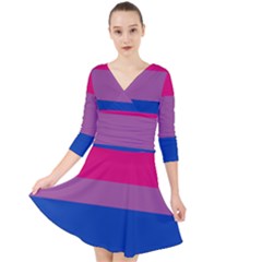 Bisexual Pride Flag Bi Lgbtq Flag Quarter Sleeve Front Wrap Dress by lgbtnation