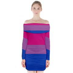 Bisexual Pride Flag Bi Lgbtq Flag Long Sleeve Off Shoulder Dress by lgbtnation