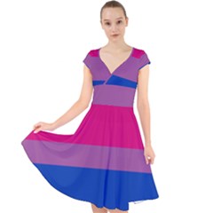 Bisexual Pride Flag Bi Lgbtq Flag Cap Sleeve Front Wrap Midi Dress by lgbtnation