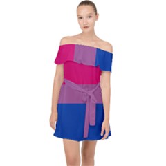 Bisexual Pride Flag Bi Lgbtq Flag Off Shoulder Chiffon Dress by lgbtnation