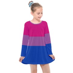 Bisexual Pride Flag Bi Lgbtq Flag Kids  Long Sleeve Dress by lgbtnation