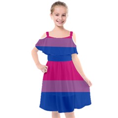 Bisexual Pride Flag Bi Lgbtq Flag Kids  Cut Out Shoulders Chiffon Dress by lgbtnation