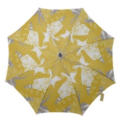 Ochre Yellow And Grey Abstract Hook Handle Umbrellas (small) by charliecreates