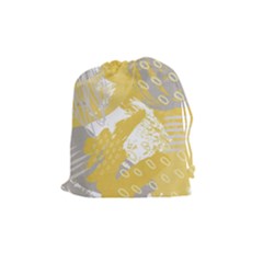 Ochre Yellow And Grey Abstract Drawstring Pouch (medium)