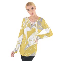 Ochre Yellow And Grey Abstract Tie Up Tee