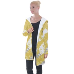 Ochre Yellow And Grey Abstract Longline Hooded Cardigan