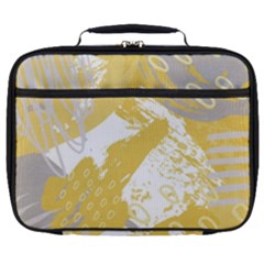 Ochre Yellow And Grey Abstract Full Print Lunch Bag by charliecreates