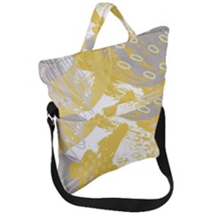 Ochre Yellow And Grey Abstract Fold Over Handle Tote Bag by charliecreates