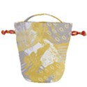 Ochre yellow and grey abstract Drawstring Bucket Bag View1