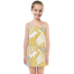 Ochre Yellow And Grey Abstract Kids  Summer Sun Dress by charliecreates