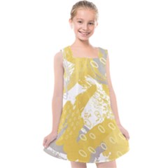 Ochre Yellow And Grey Abstract Kids  Cross Back Dress by charliecreates