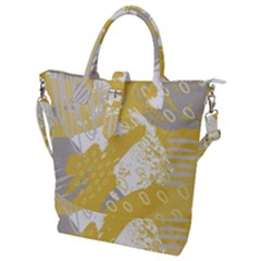 Ochre Yellow And Grey Abstract Buckle Top Tote Bag