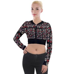 Mexican Sugar Skull Long Sleeve Cropped Velvet Jacket by 100rainbowdresses